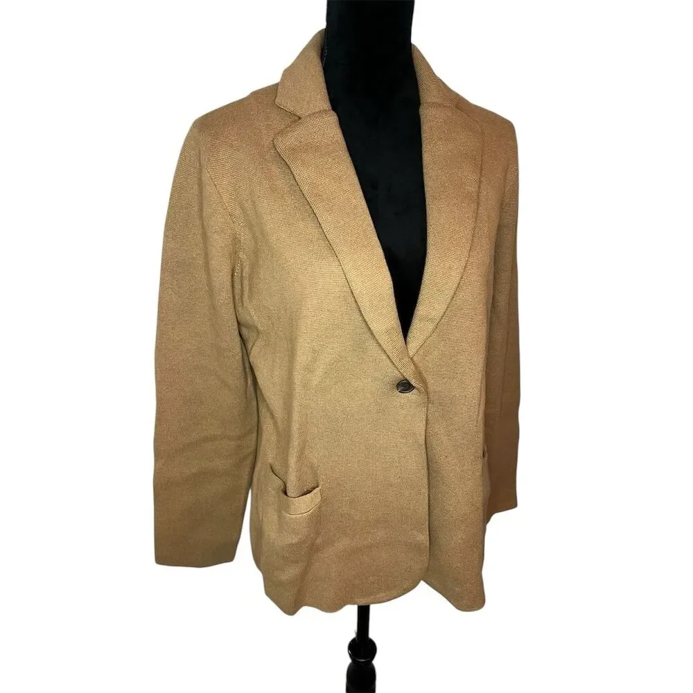 NWT J. Crew Women's‎ Beige Schoolboy Sweater Blazer Cardigan Size L